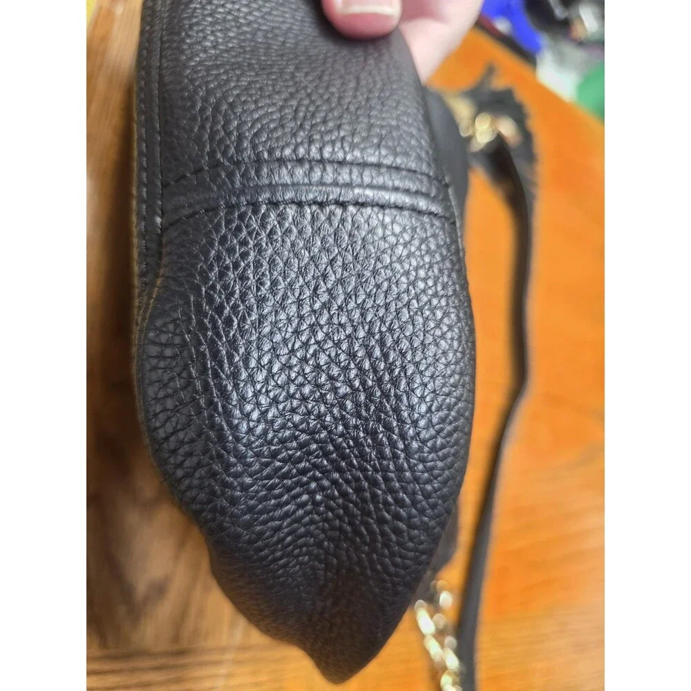 Michael Kors Bedford Black Pebbled Leather Shoulder Bag Gold Hardware